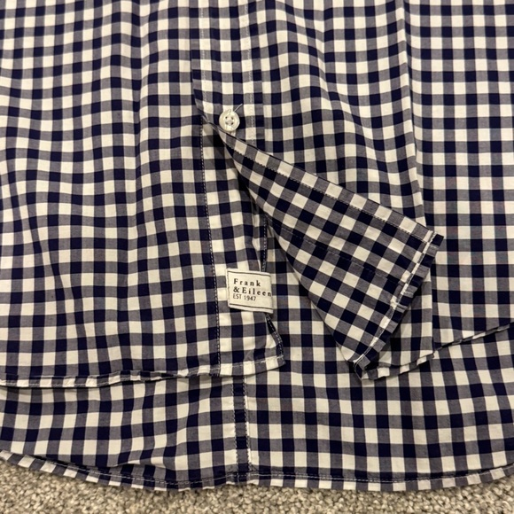 Frank & Eileen Men’s Finbar Blue White Gingham Check Button Down Size Large - Picture 6 of 9